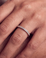 Load image into Gallery viewer, 1.5mm Grain Half Set Diamond Band worn, close-up on the ring finger