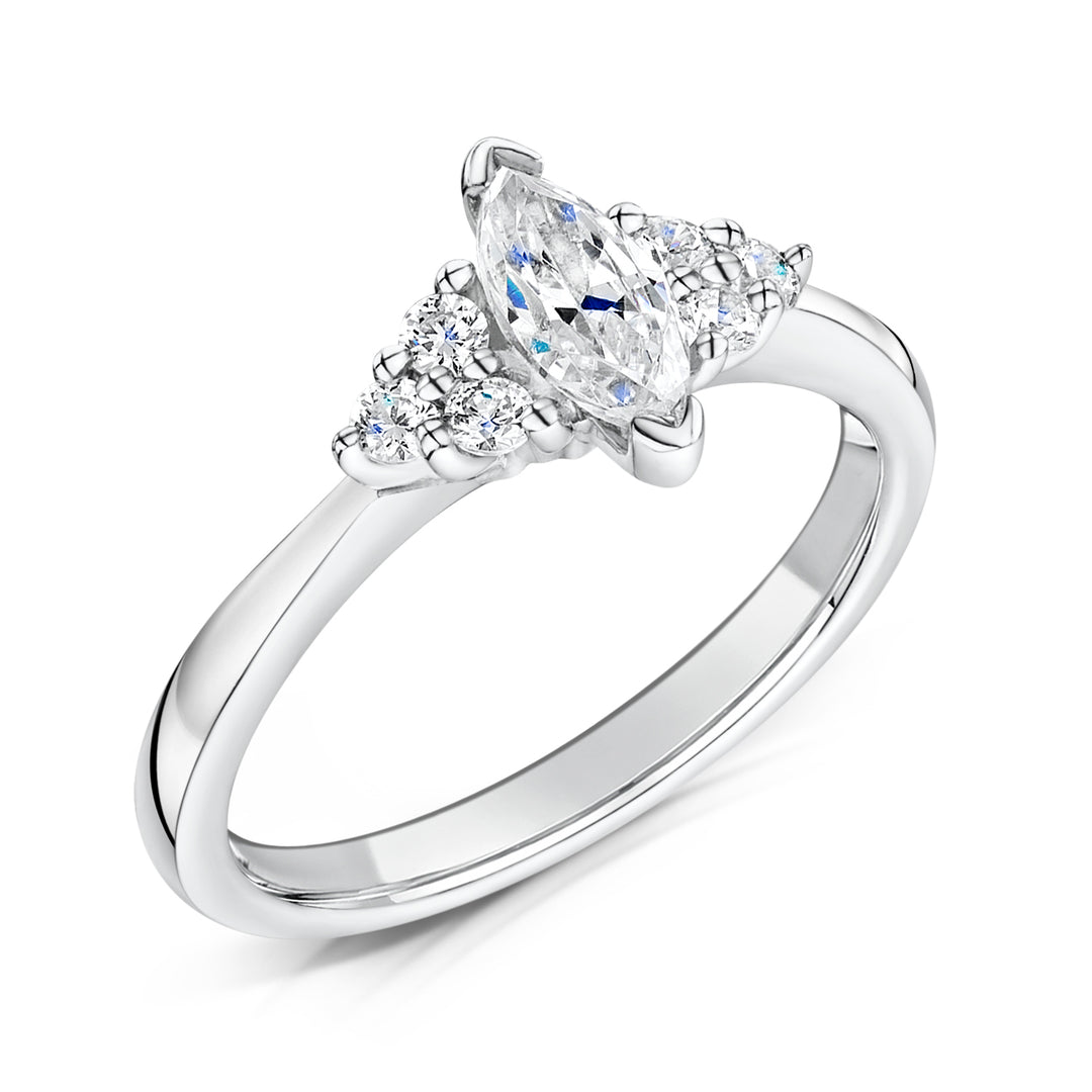 Seven Stone Marquise and Round Brilliant Cut Diamond Ring