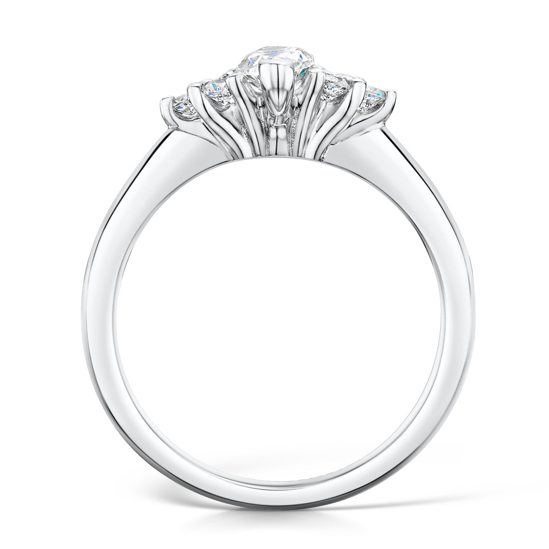 Seven Stone Marquise and Round Brilliant Cut Diamond Ring