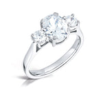 Load image into Gallery viewer, Three Stone Oval And Round Brilliant Diamond High Set Trilogy Ring