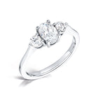 Load image into Gallery viewer, Three Stone Oval And Round Brilliant Cut Diamond Trilogy Ring.