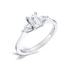 Load image into Gallery viewer, Three Stone Emerald And Pear Cut Diamond Trilogy Ring