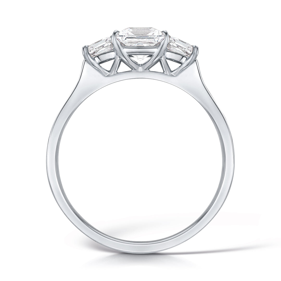 Three Stone Princess Cut Diamond Trilogy Ring