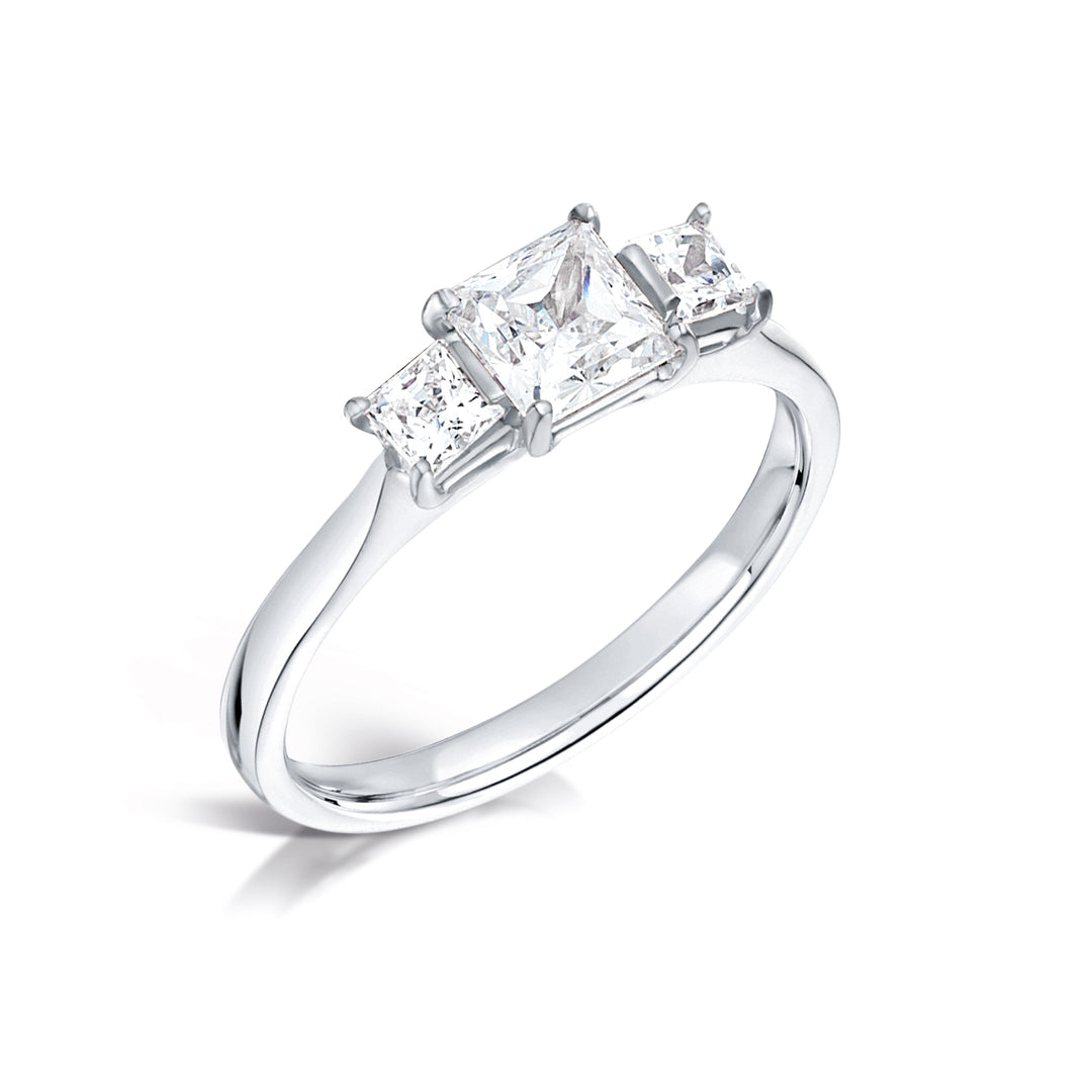 Three Stone Princess Cut Diamond Trilogy Ring