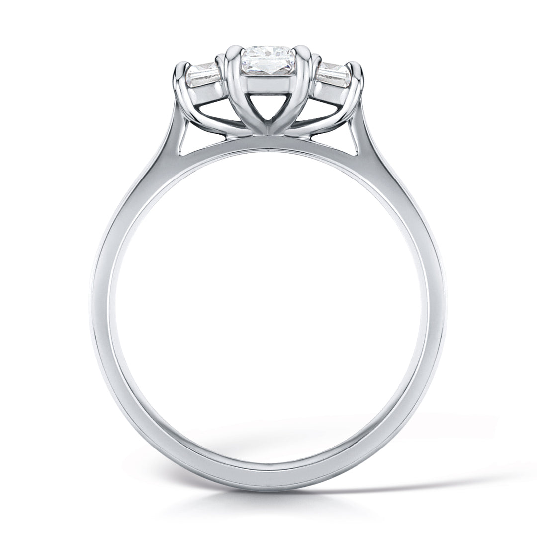 Three Stone Emerald Cut Diamond Trilogy Ring