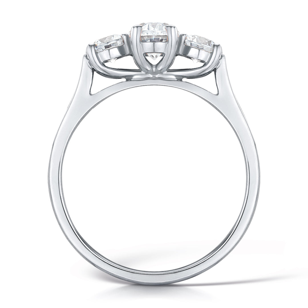 Three Stone Oval And Round Brilliant Cut Diamond Trilogy Ring