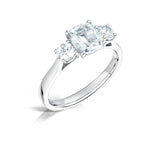 Load image into Gallery viewer, Three Stone Cushion And Round Brilliant Cut Diamond Trilogy Ring