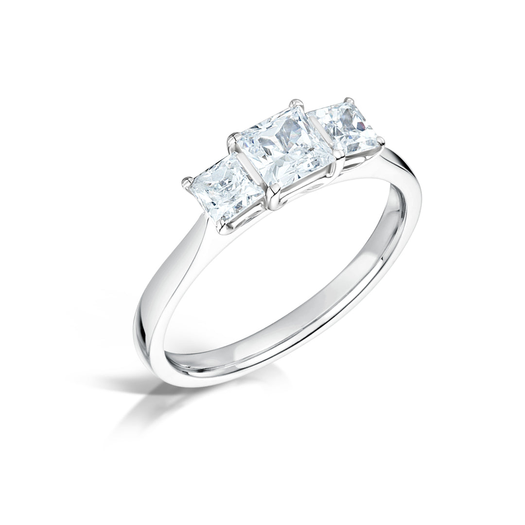 Three Stone Princess Cut Diamond Trilogy Ring