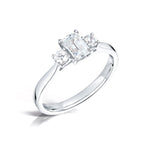 Load image into Gallery viewer, Three Stone Emerald Cut And Round Brilliant Diamond Ring