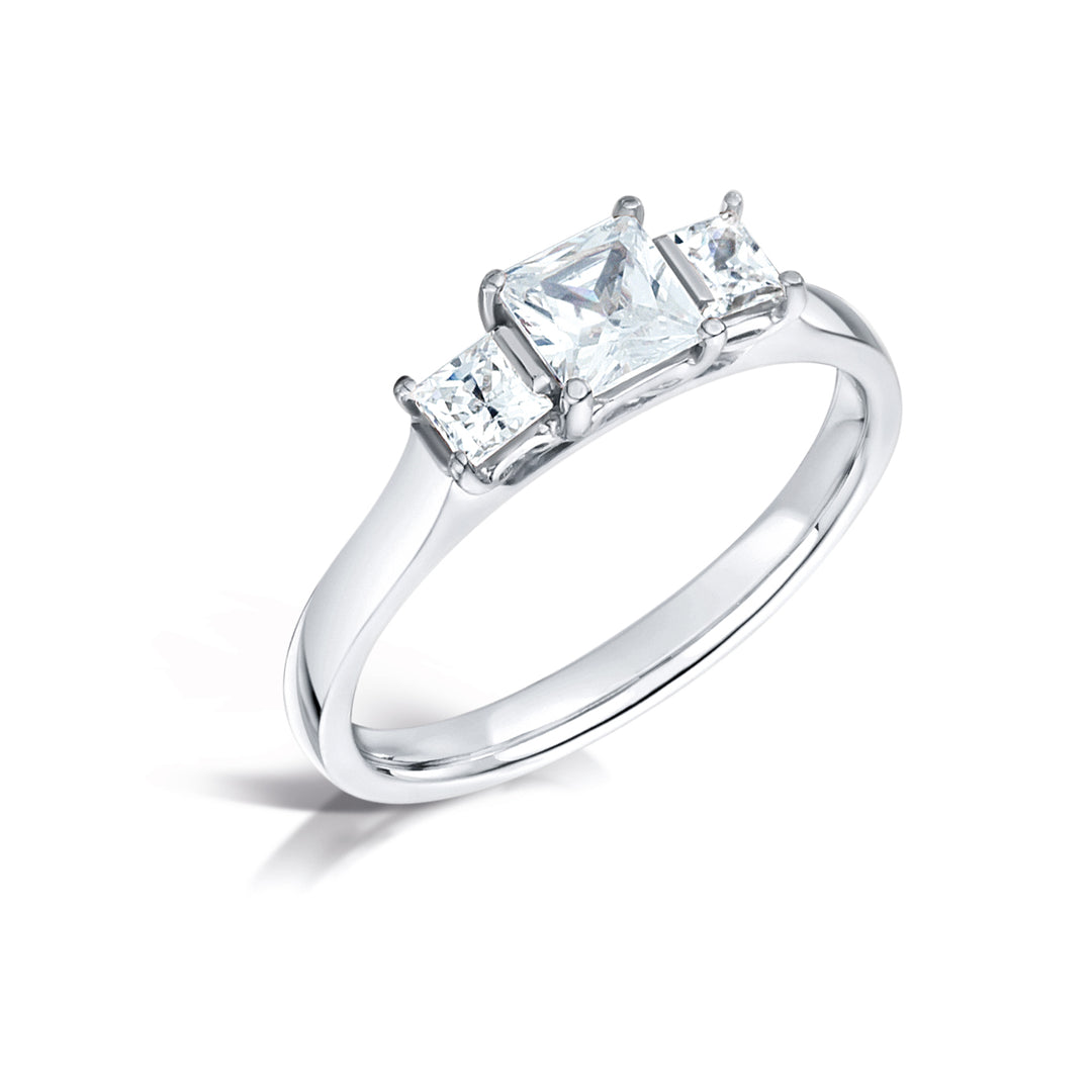 Three Stone Princess Cut Diamond Ring