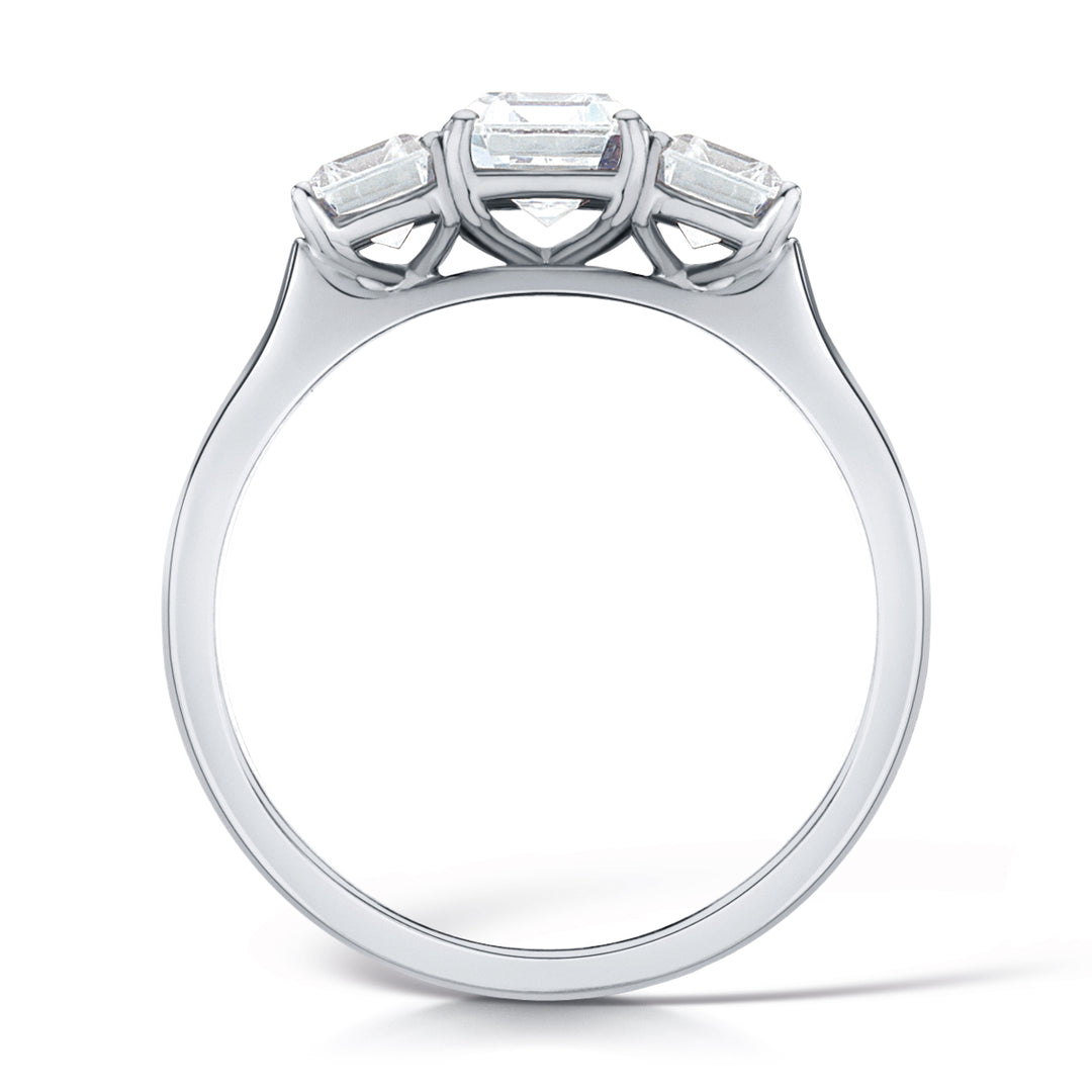 Three Stone Emerald Cut Diamond Ring