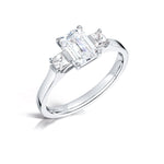 Load image into Gallery viewer, Three Stone Emerald And Princess Cut Diamond Ring