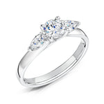 Load image into Gallery viewer, Three Stone Round Brilliant And Pear Shape Diamond Ring