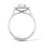Load image into Gallery viewer, Emerald Cut Diamond Ring In A Grain Set Halo Design