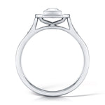 Load image into Gallery viewer, Emerald Cut Diamond Set In A Rubover Grain Set Halo Design