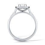 Load image into Gallery viewer, Round Brilliant Diamond Ring In A Cushion Shaped Grain Set Halo Design