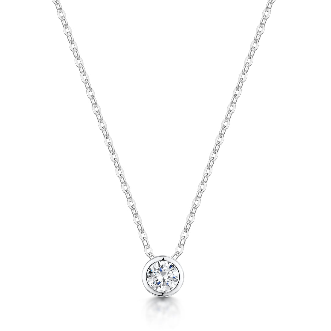 Round Brilliant Rubover Pendant Low Set
