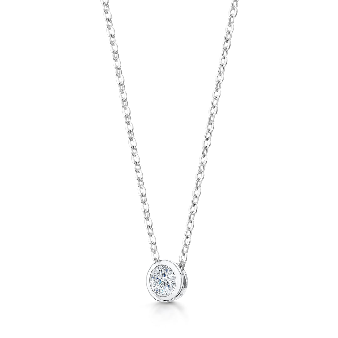 Round Brilliant Rubover Pendant Low Set