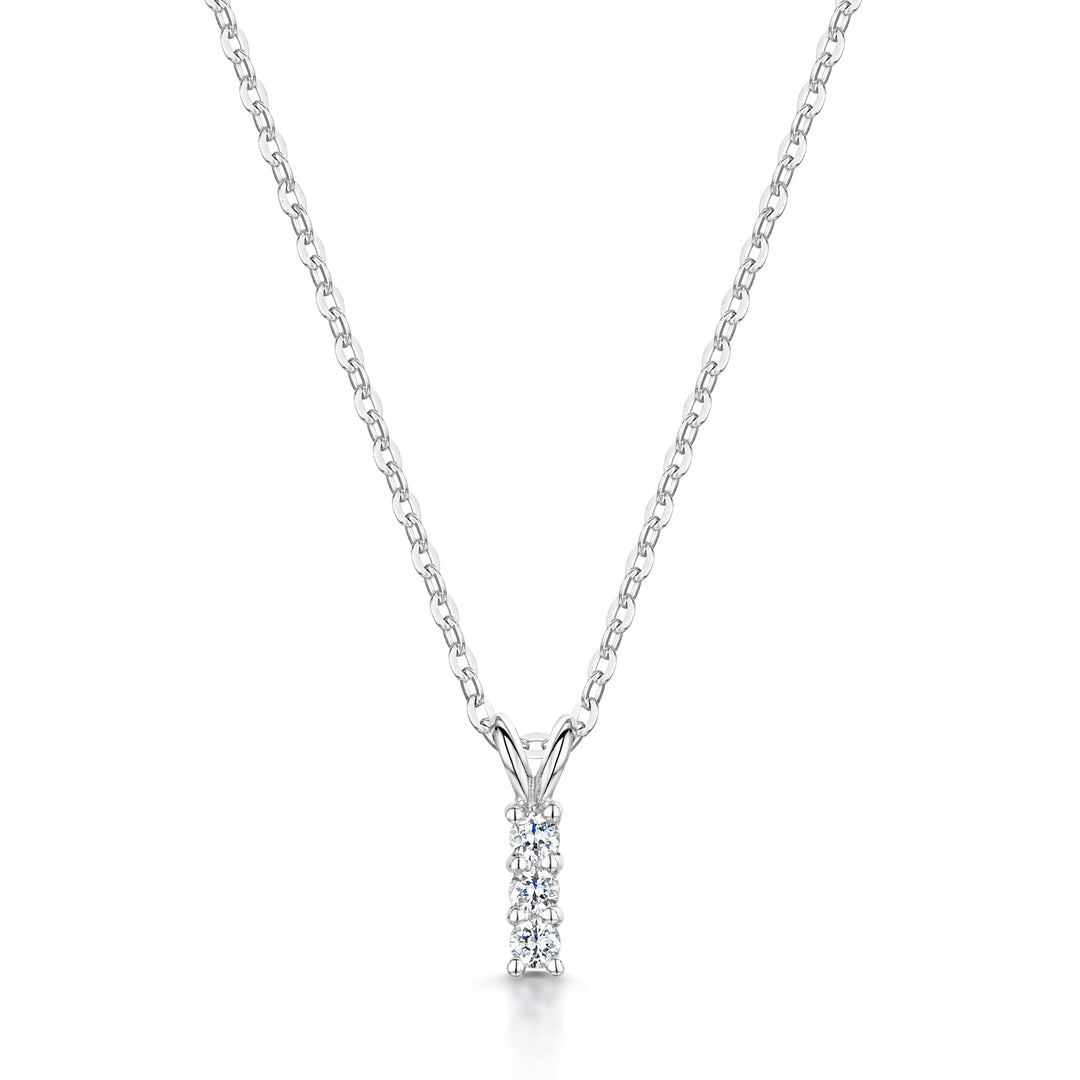 Three Stone Diamond Drop Pendant With Split Bale.