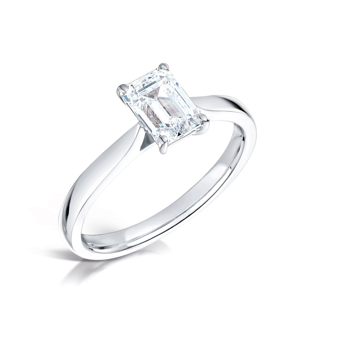 Emerald Cut 4 Claw Solitaire Diamond Ring 1ct Centre Diamond