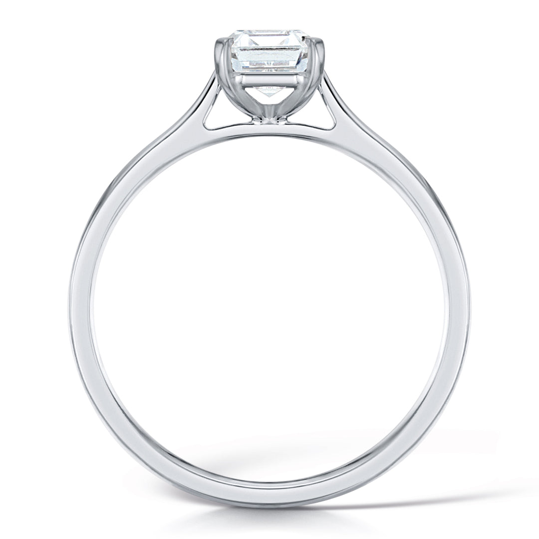 Emerald Cut 4 Claw Solitaire Diamond Ring