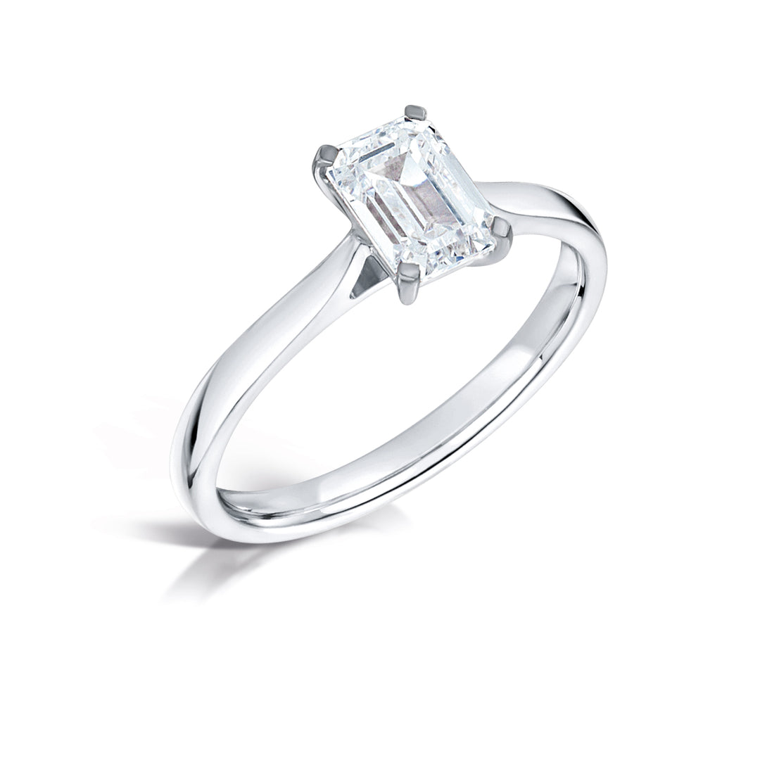 Emerald Cut 4 Claw Solitaire Diamond Ring
