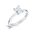 Load image into Gallery viewer, Emerald Cut 4 Claw Solitaire Diamond Ring
