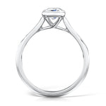 Load image into Gallery viewer, Emerald Cut Rubover Diamond Ring With Grain Set Shoulders