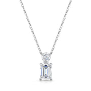 Emerald Cut Diamond Pendant with Small Round Diamond