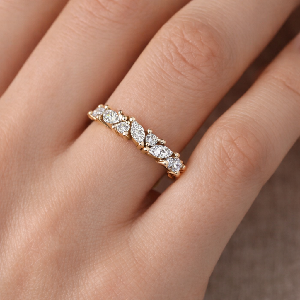 Marquise and Round Diamonds Eternity Ring