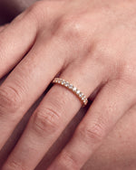 Load image into Gallery viewer, 2.5mm Micro Half Set Diamond Band worn, close-up on the ring finger