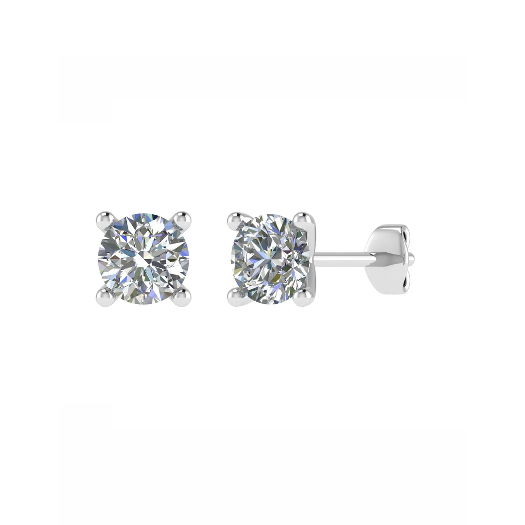 4ct GRA Certified Moissanite Stud Earrings 14k White Gold - Round Cut, VVS1, D Color, 8mm
