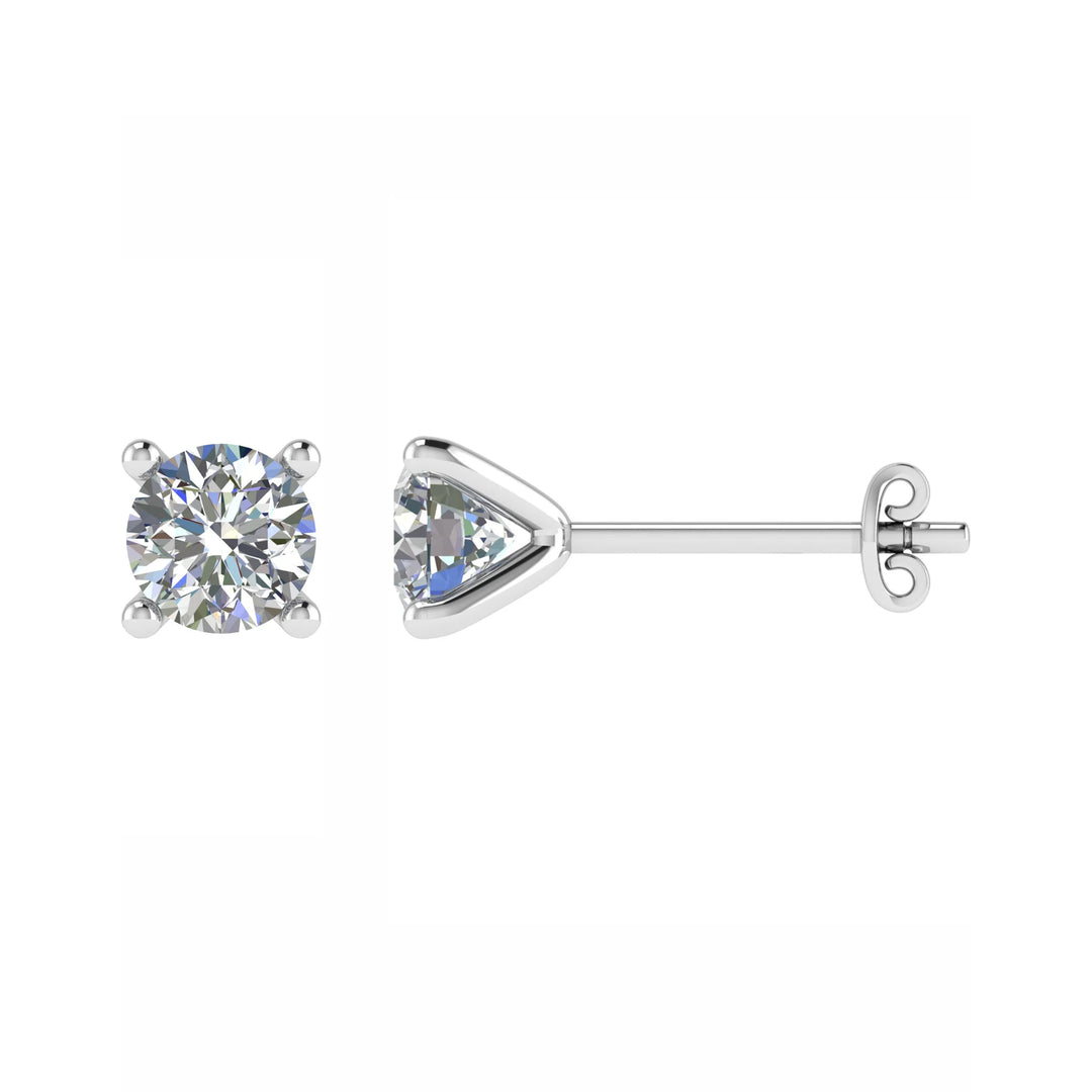 Martini Style 4 Claw Diamond Stud 1ct Total 18 White Gold