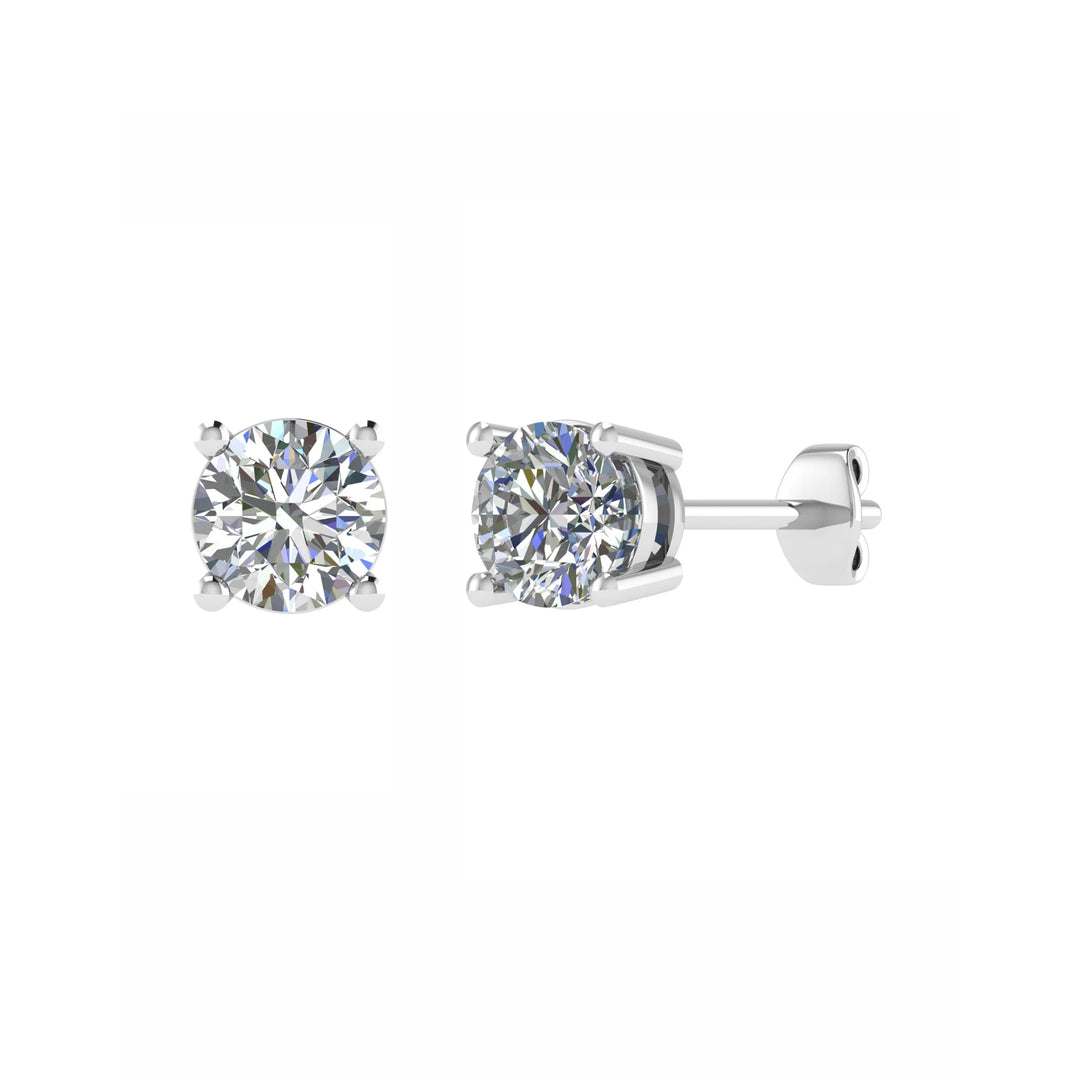 Classic Style 4 Claw Diamond Stud 1ct Total 18 White Gold