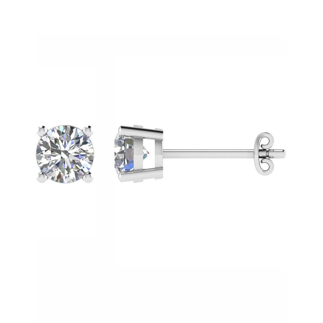 Classic Style 4 Claw Diamond Stud 1ct Total 18 White Gold