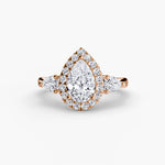 Load image into Gallery viewer, Three-Stone Ring with Halo
