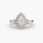 Load image into Gallery viewer, Three-Stone Ring with Halo
