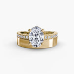 Load image into Gallery viewer, Wide Band Solitaire with Pavé Band

