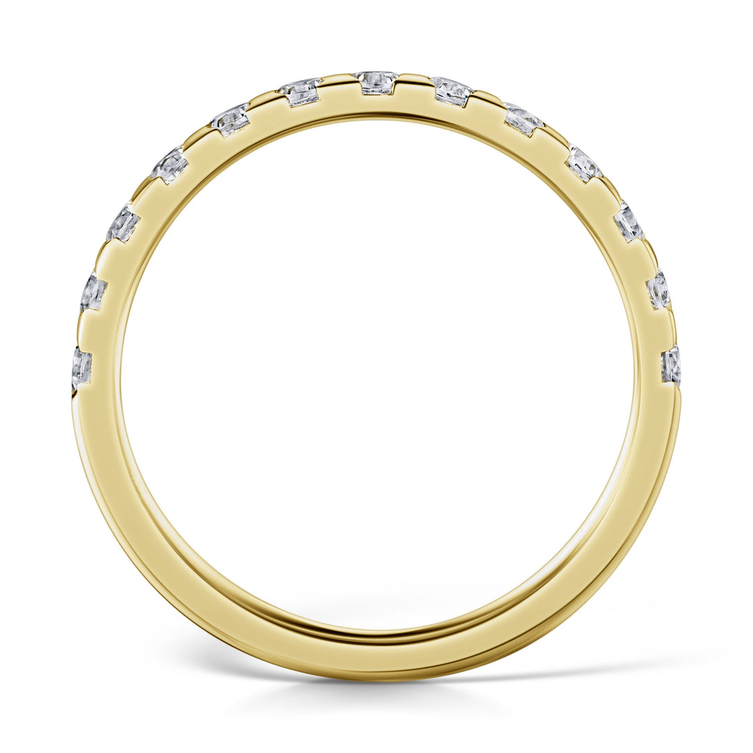 Bar Set Half Eternity Ring, 2.0mm in 18ct yellow gold, side view