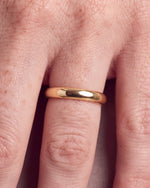 Load image into Gallery viewer, 3mm Traditional Court Wedding Band worn, close-up on the ring finger