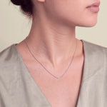 Load image into Gallery viewer, Model wearing the Princess Cut Diamond Pendant on a fine chain