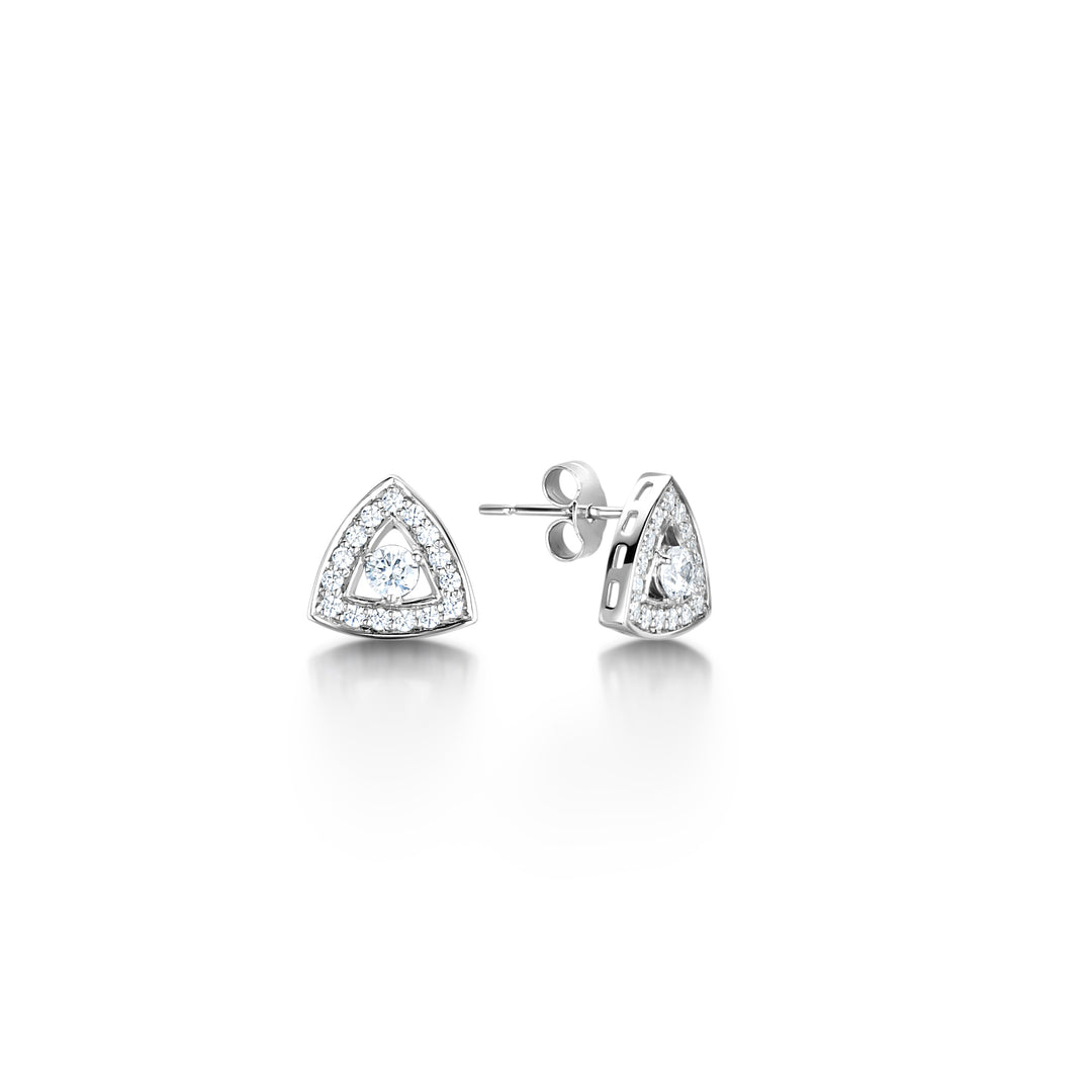 Round Diamond Triangular Halo Earings