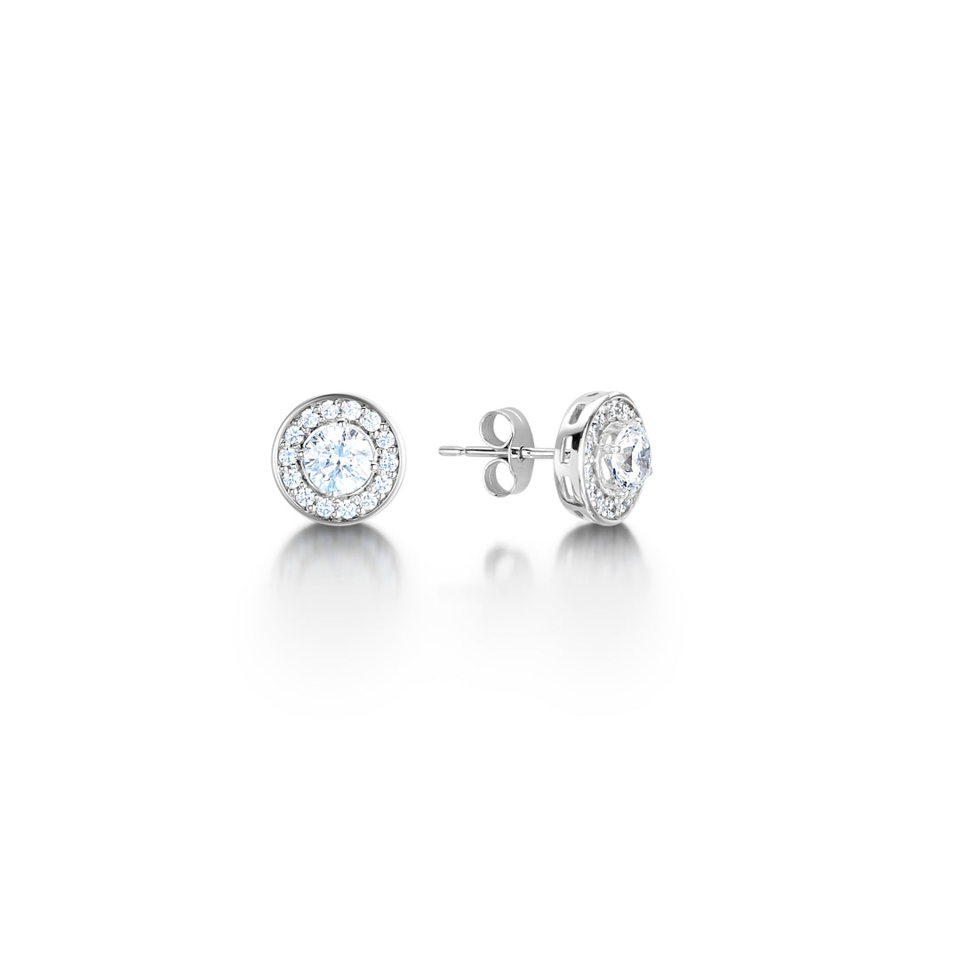 Round Brilliant Cut Round Halo Earrings