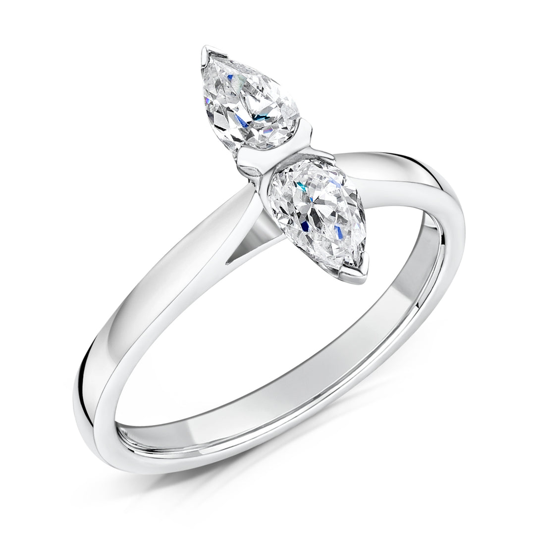 Two Stone Pear Shaped Diamond Twin Ring