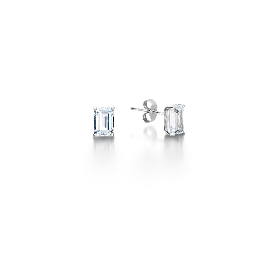 Emerald Cut Diamond Stud Earrings