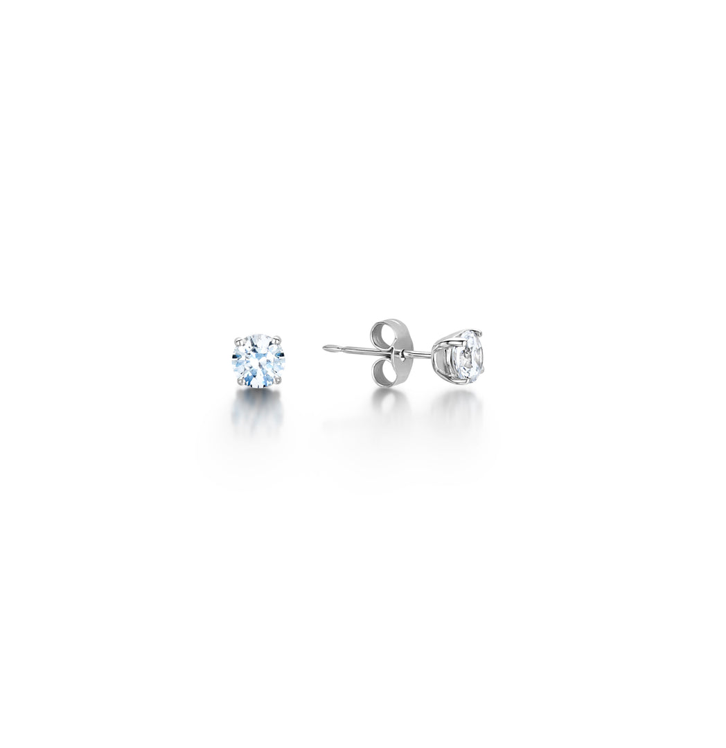 4 Claw Round Brilliant Classic Diamond Stud Earrings