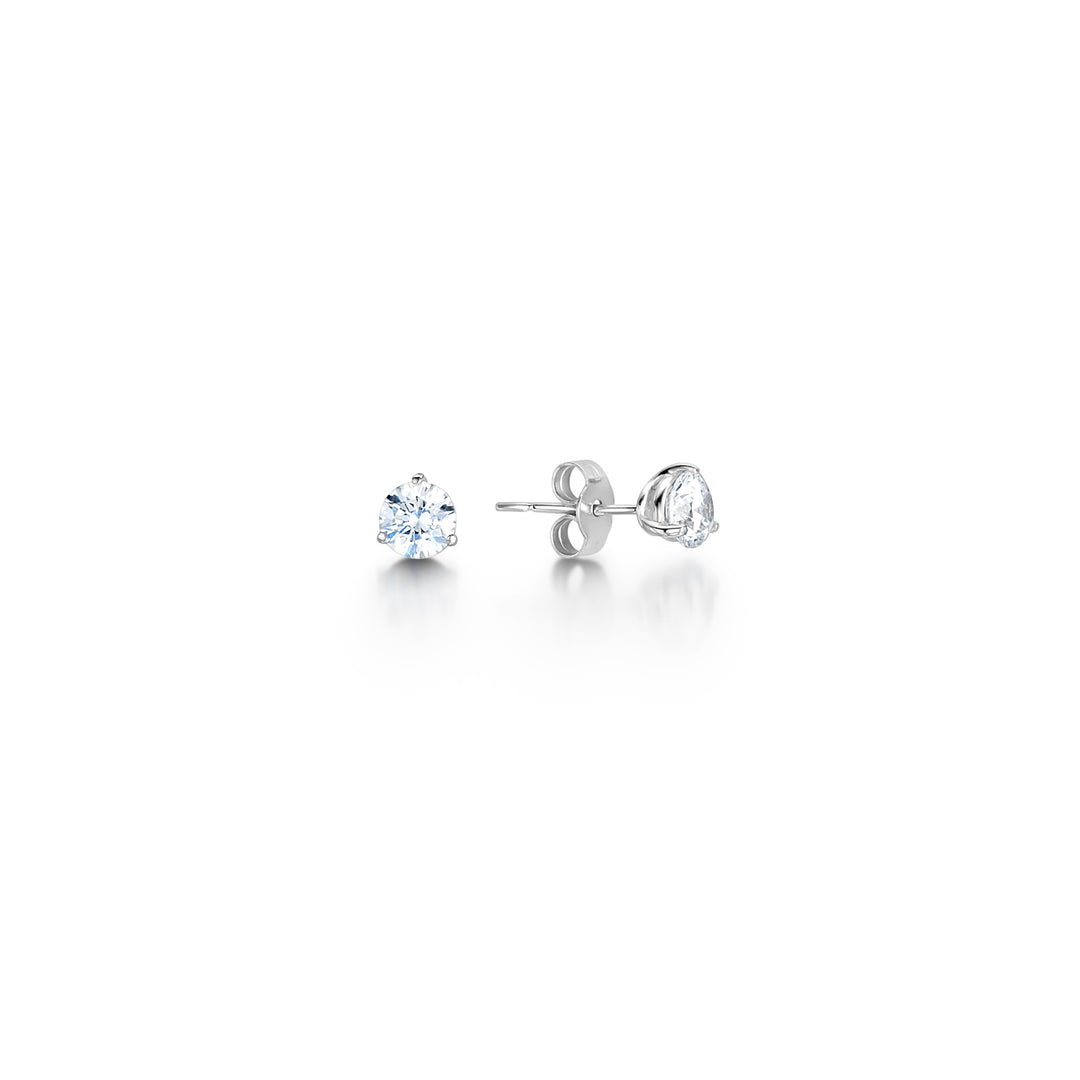 3 Claw Round Brilliant Classic Diamond Stud Earrings