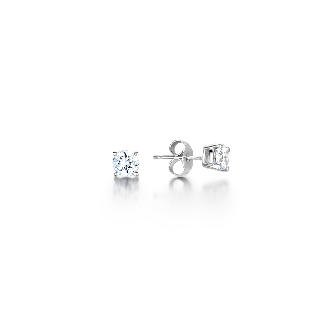 4 Claw Round Brilliant Classic Diamond Stud Earrings