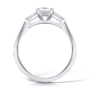 Three Stone Princess and Baguette Cur Diamond Classic Trilogy Ring