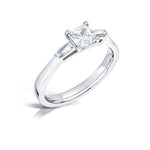 Load image into Gallery viewer, Three Stone Princess and Baguette Cur Diamond Classic Trilogy Ring